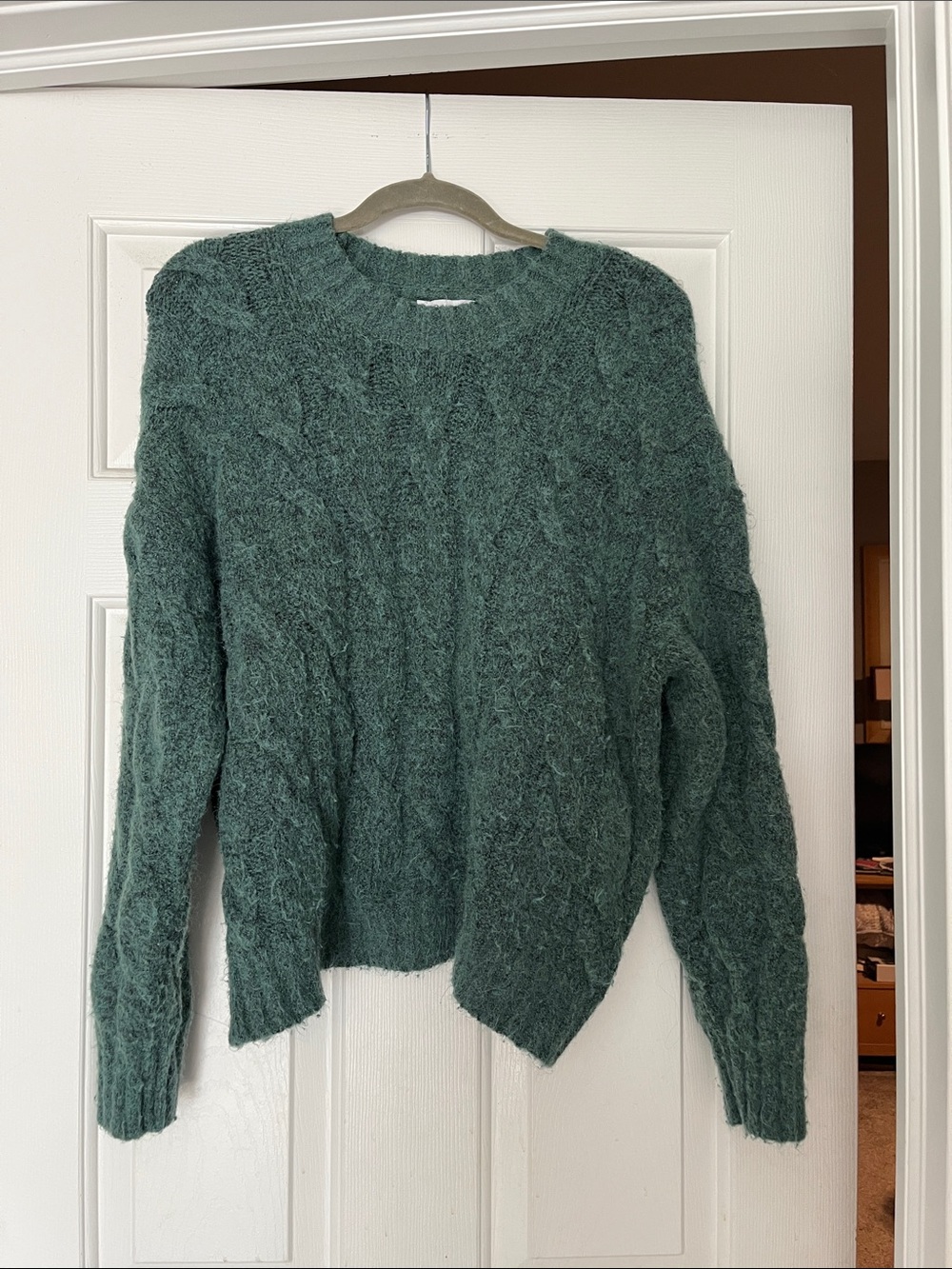 Cozy Textured Crewneck Sweater in Dark Teal